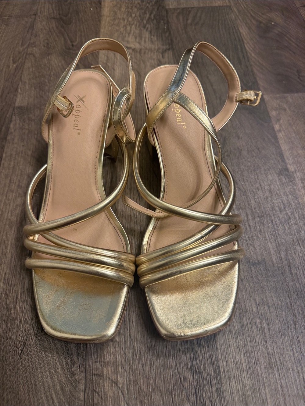 Xappeal Metallic Gold Strappy Slingback Heels